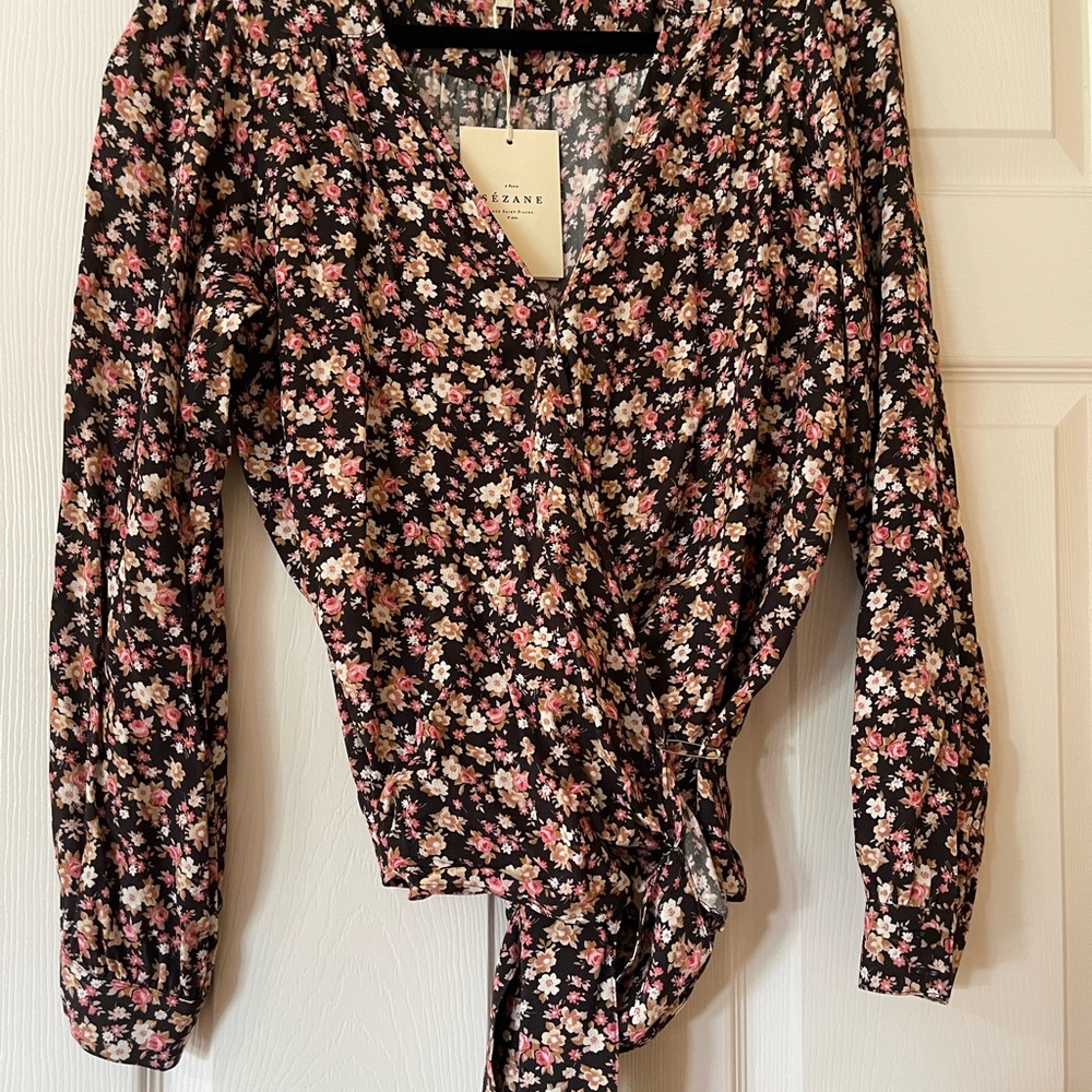NWT Sézane Nina Floral Wrap Top